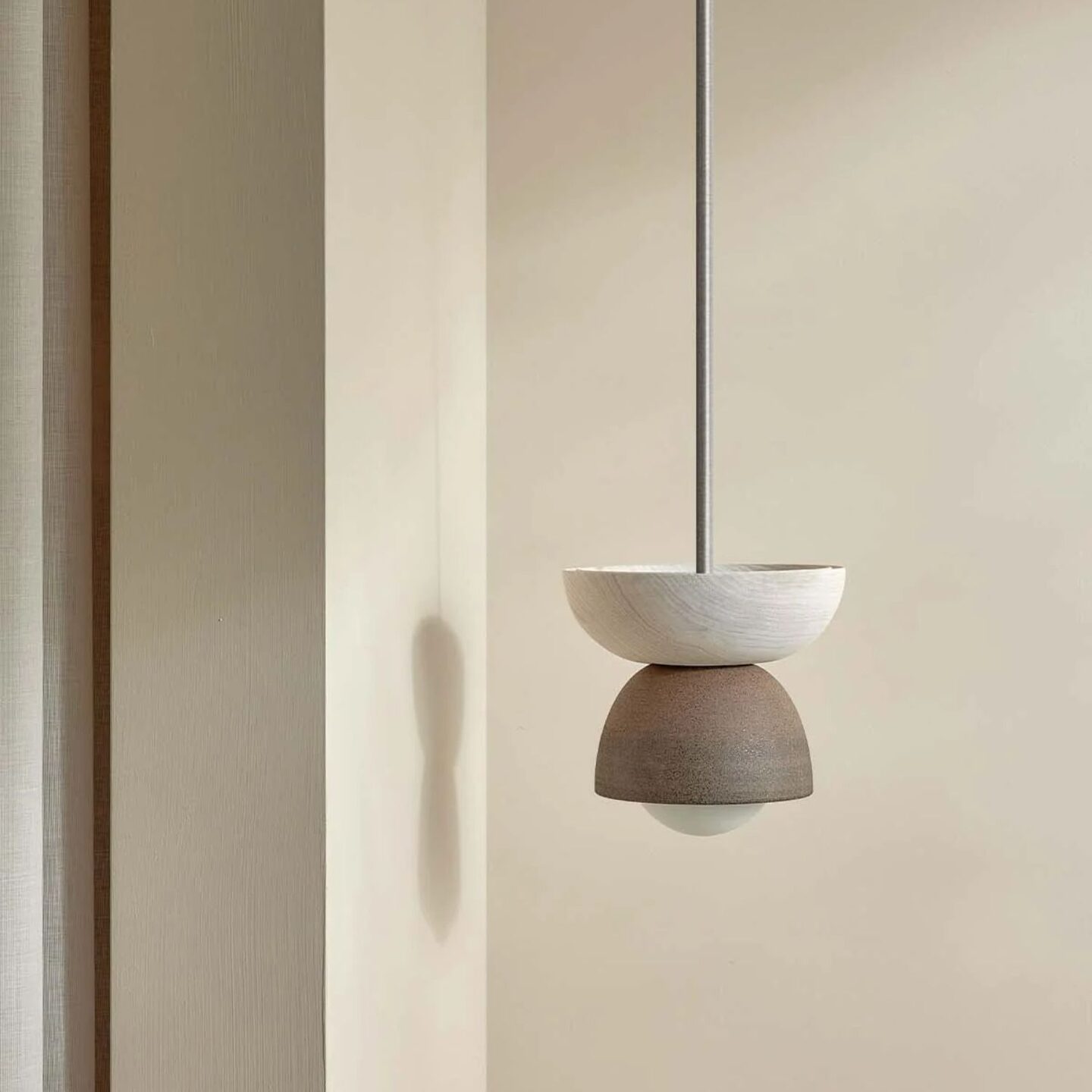 Terra 00 Pendant Light - Solid Rod Clay, Bleached Ash, Brushed Nickel